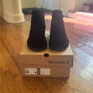 BearPaw Betty Black Suede Ankle Boots for Women